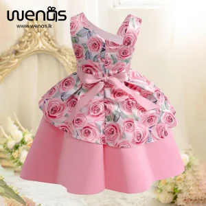 Floral printed bow front party dress